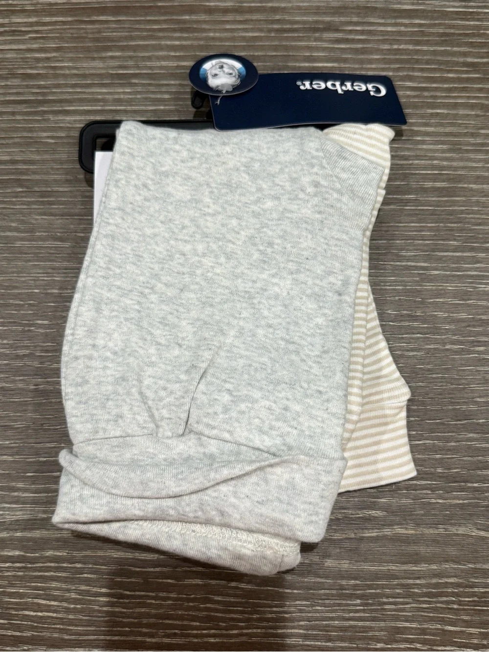NWT Size 6-9 months Gerber Neutral Baby pant Set - Gray & Cream Stripes